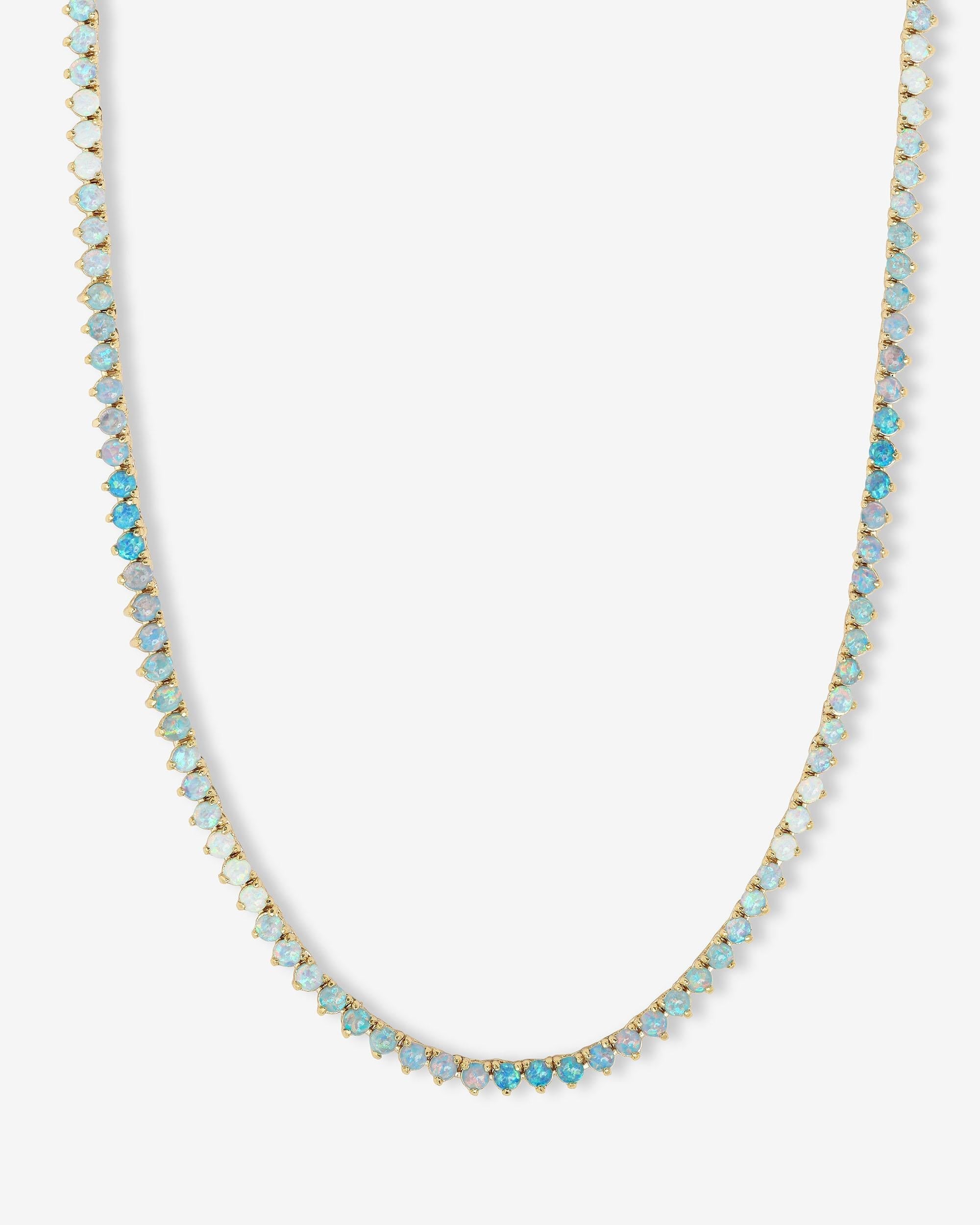 Not Your Basic Ombré Tennis Necklace 18" - Gold|Blue Opal Ombré