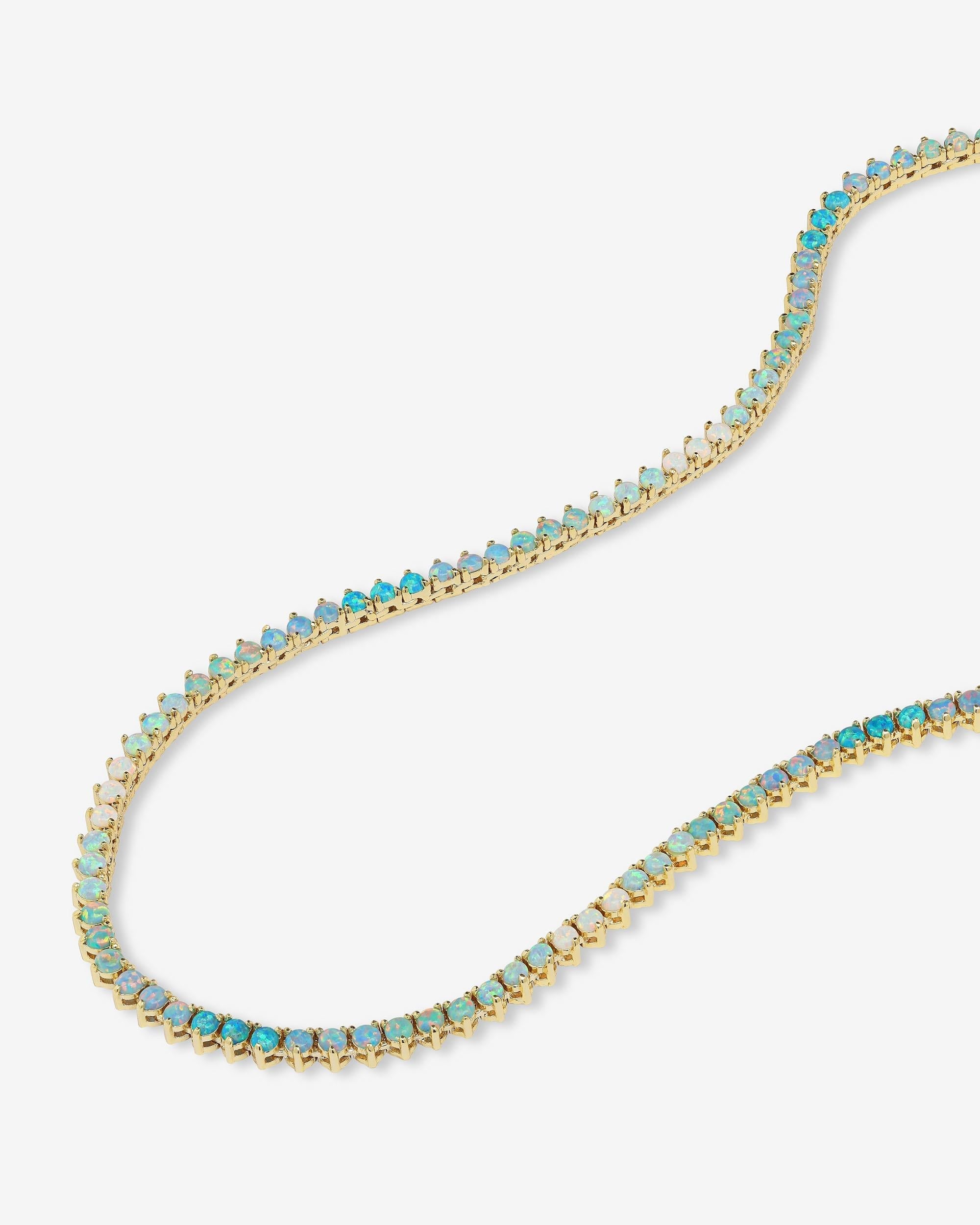Not Your Basic Ombré Tennis Necklace 18" - Gold|Blue Opal Ombré