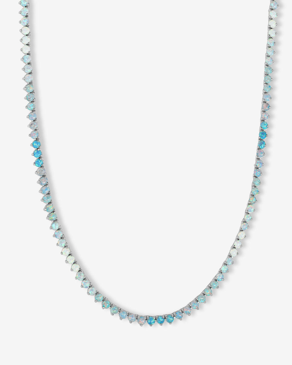 Not Your Basic Ombré Tennis Necklace 18" - Silver|Blue Opal Ombré