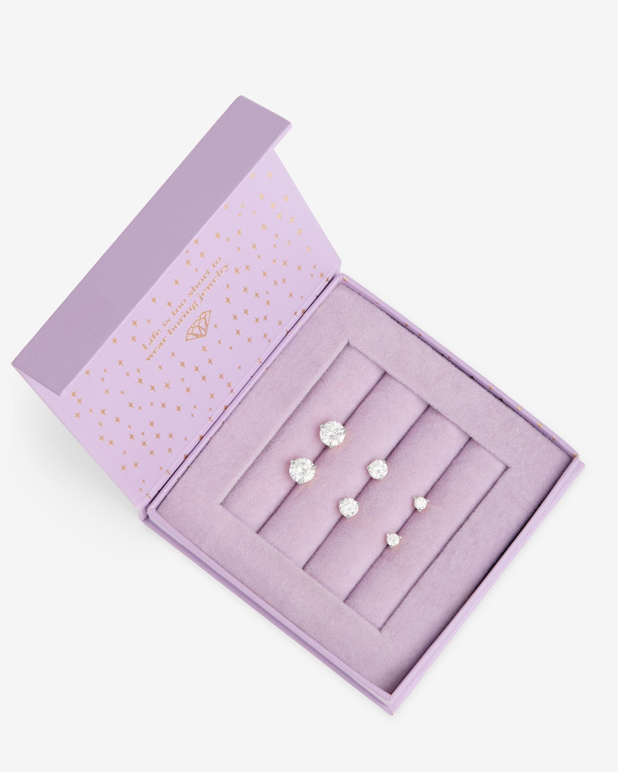 Not Your Basic Stud Set - Silver|White Diamondettes
