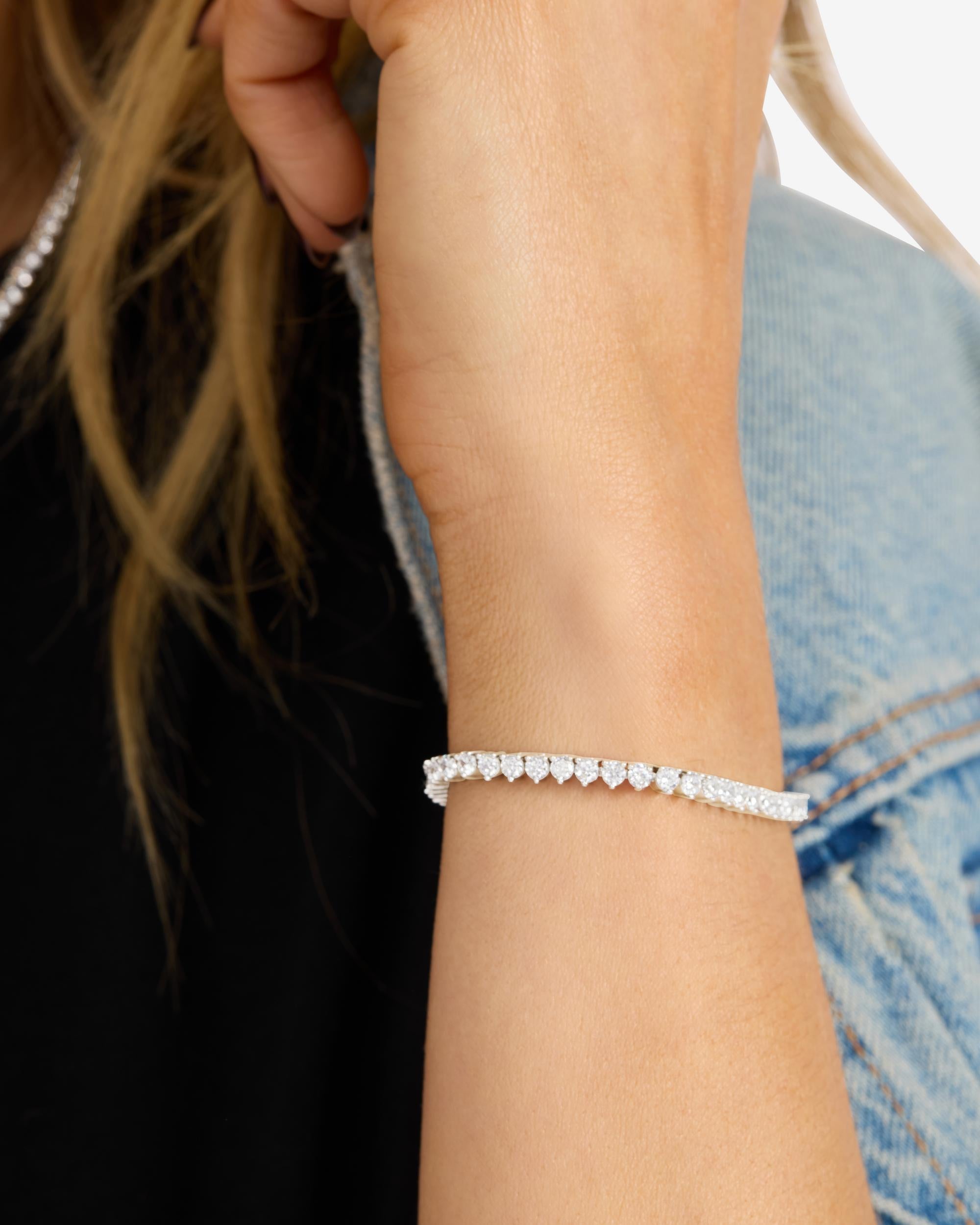 Not Your Basic Tennis Bracelet - Silver|White Diamondettes