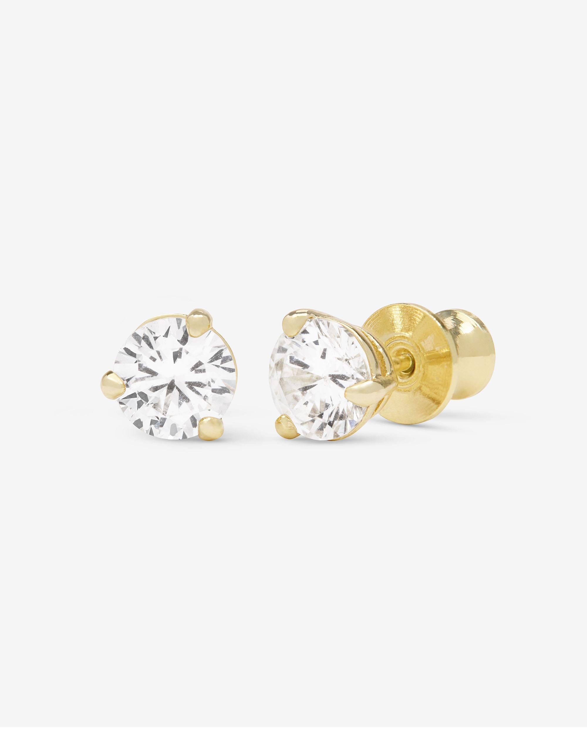 Not Your Basic 6mm Studs - Gold|White Diamondettes