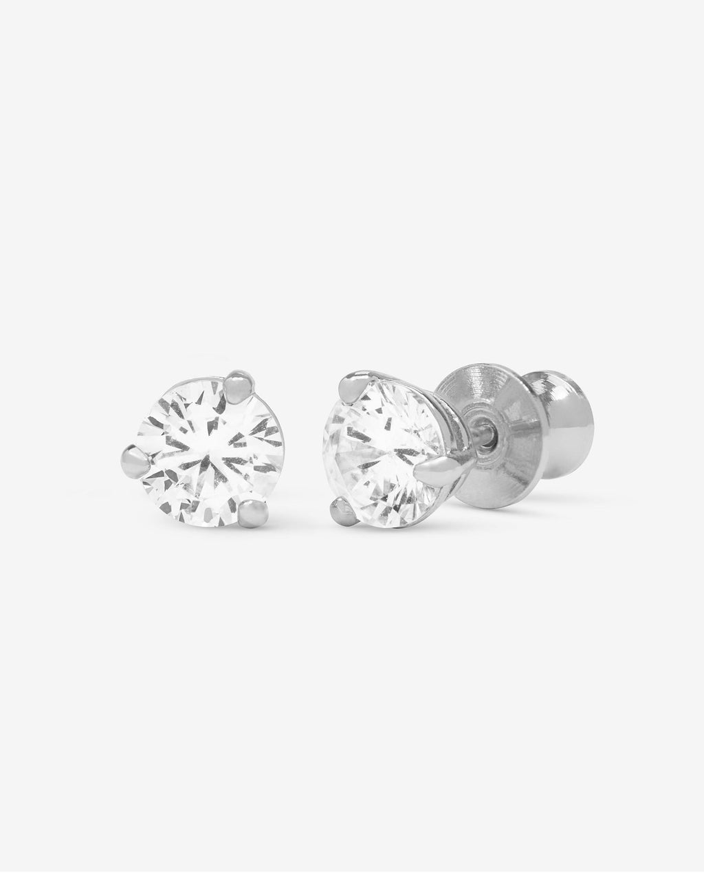 Not Your Basic 6mm Studs - Silver|White Diamondettes