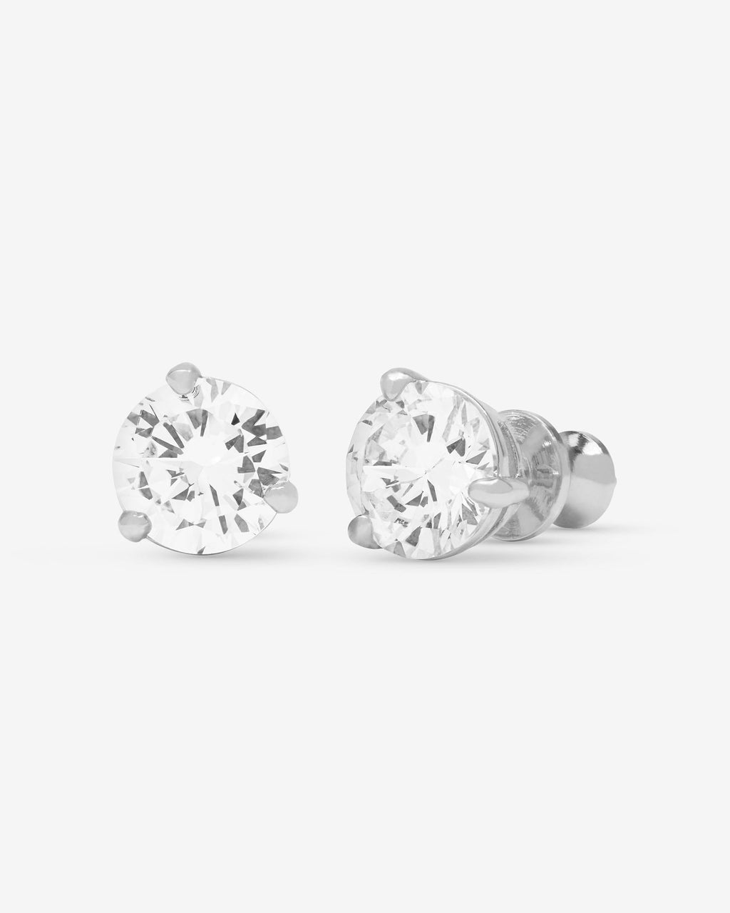 Not Your Basic 8mm Studs - Silver|White Diamondettes