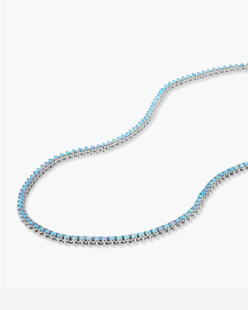 Not Your Basic Tennis Necklace 18" - Silver|Blue Opal