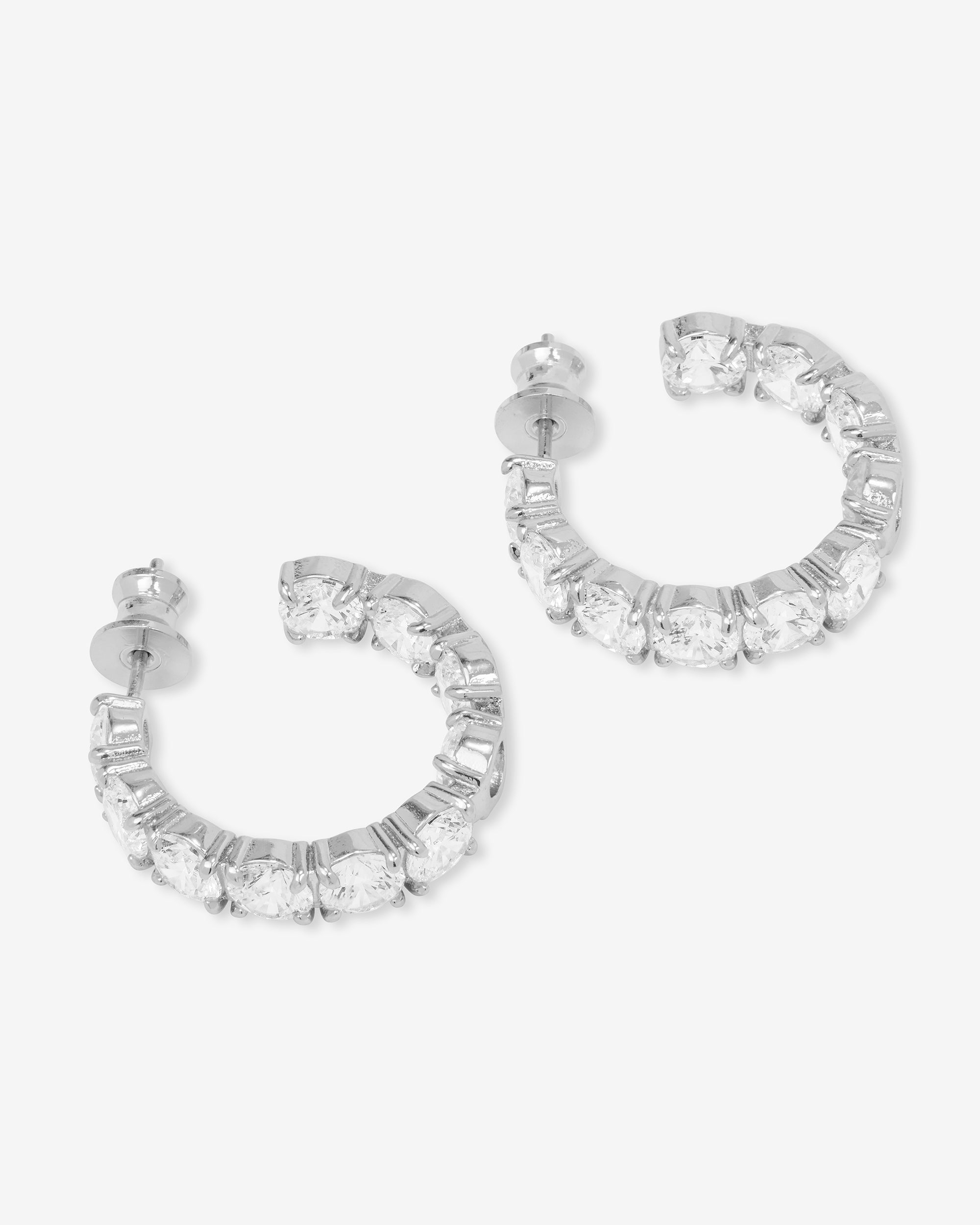 "Oh She Fancy" Hoops 1" - Silver|White Diamondettes