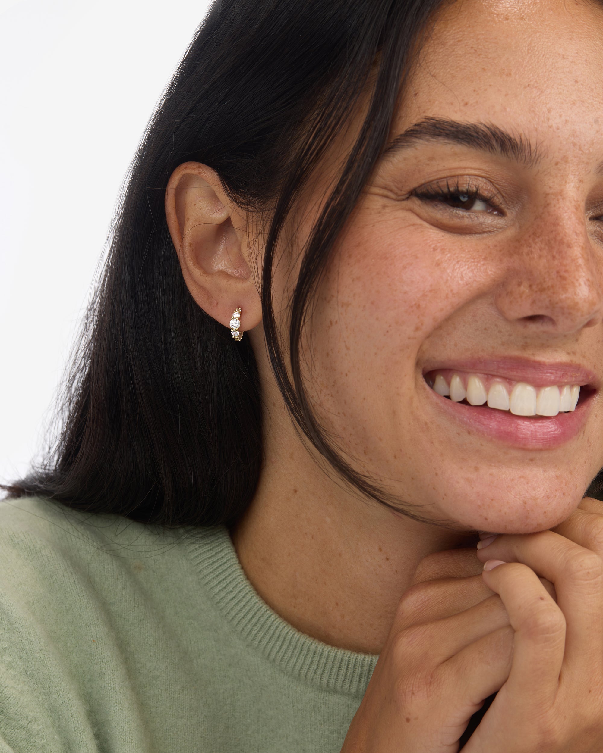 "Oh She Fancy" Graduated Huggies - Gold|White Diamondettes