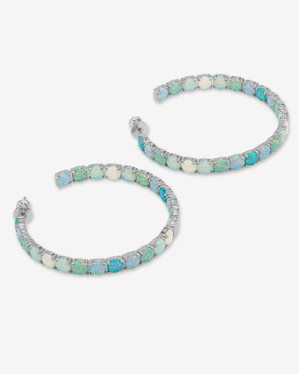 "Oh She Fancy" Ombré Hoops 2" - Silver|Blue Opal Ombré