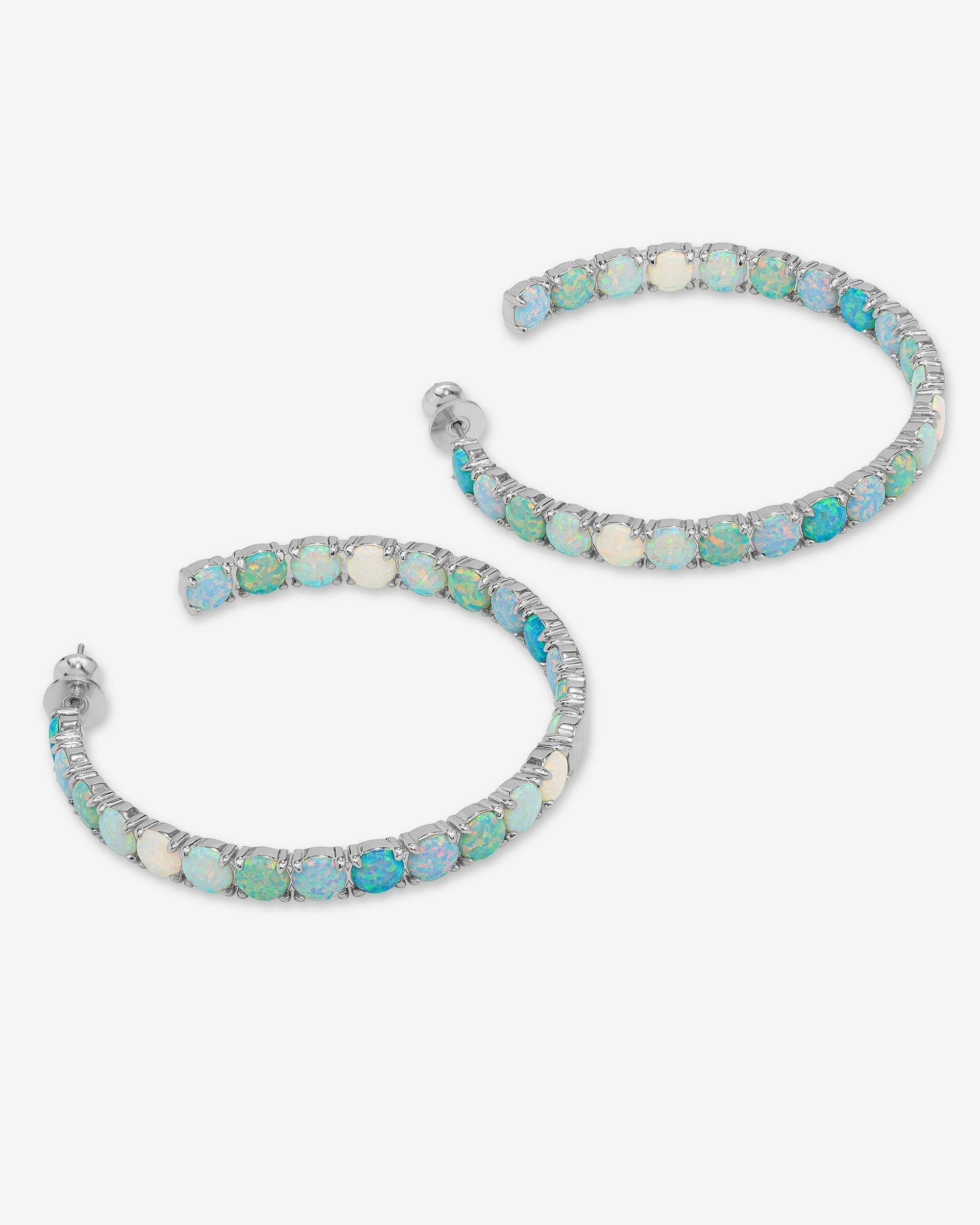 "Oh She Fancy" Ombré Hoops 2" - Silver|Blue Opal Ombré