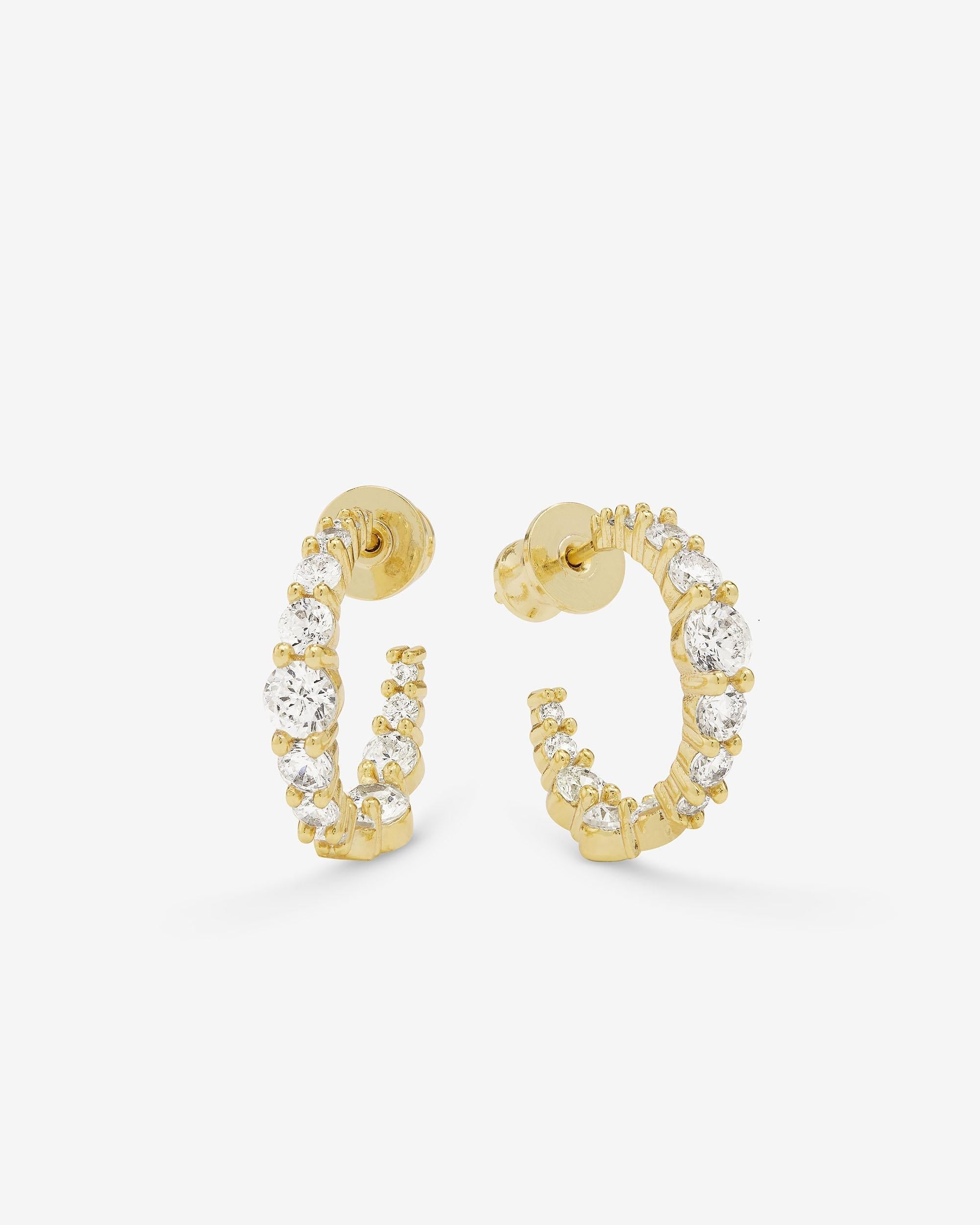"Oh She Fancy" Graduated Hoops .75" - Gold|White Diamondettes