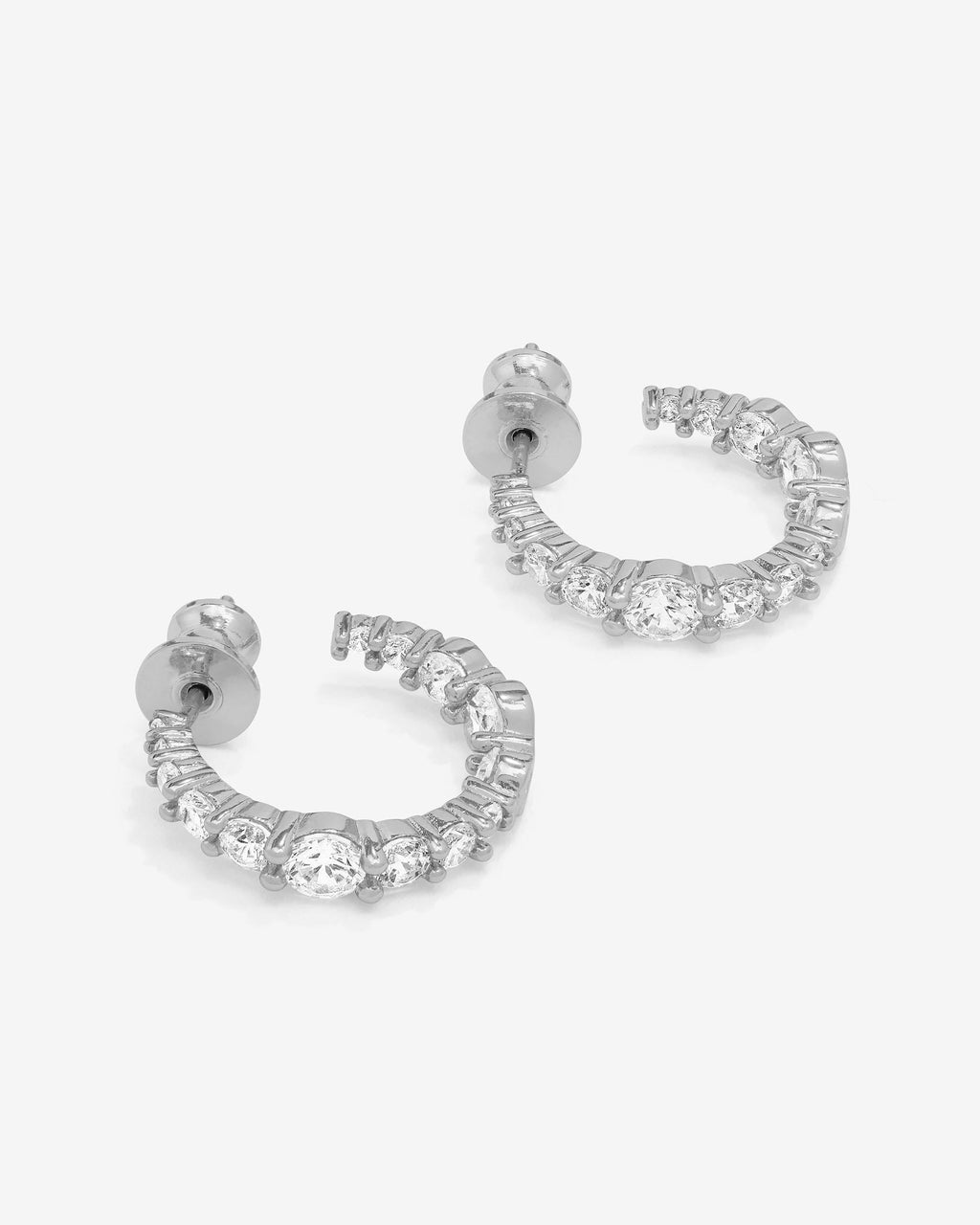 "Oh She Fancy" Graduated Hoops .75" - Silver|White Diamondettes