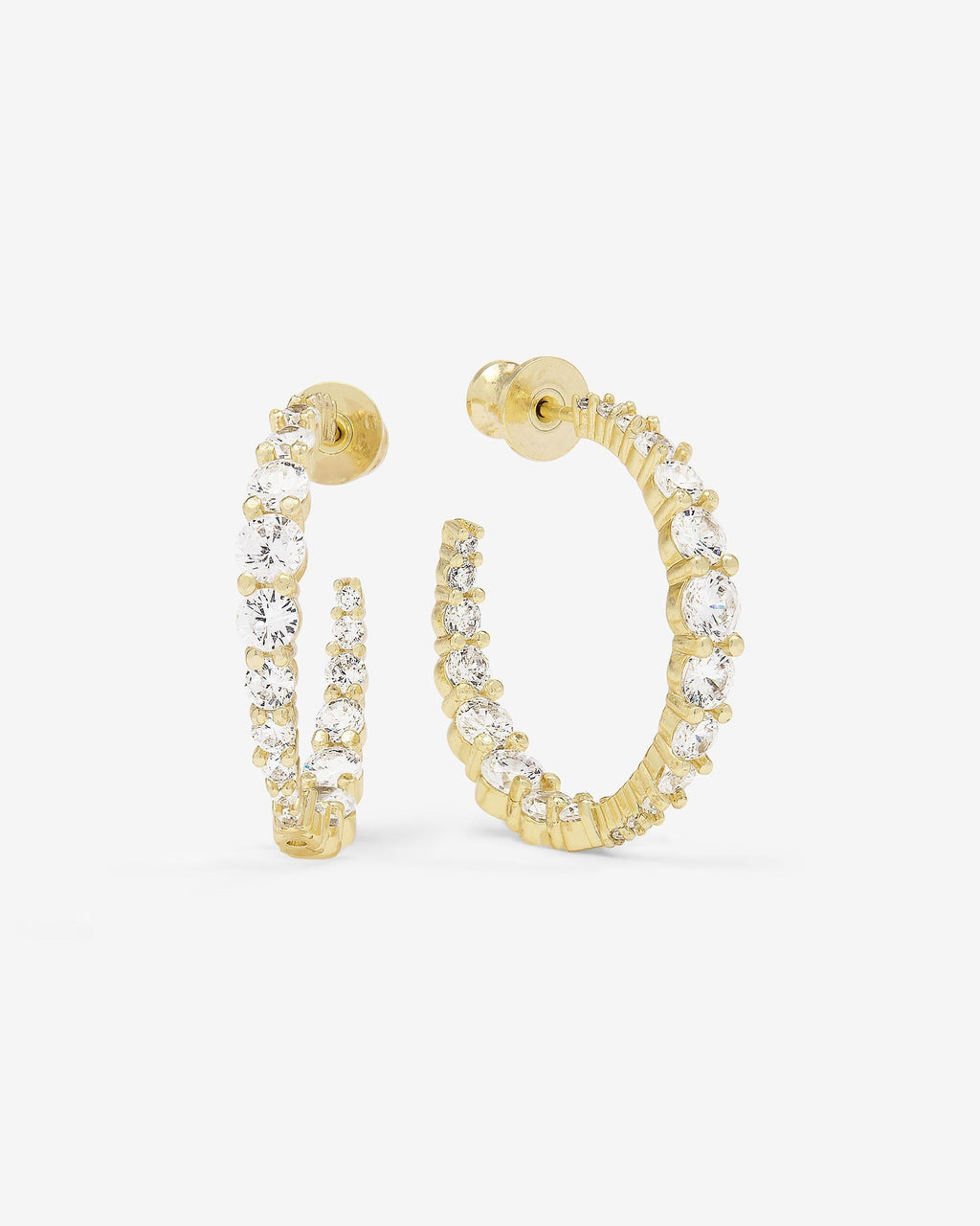 "Oh She Fancy" Graduated Hoops 1" - Gold|White Diamondettes