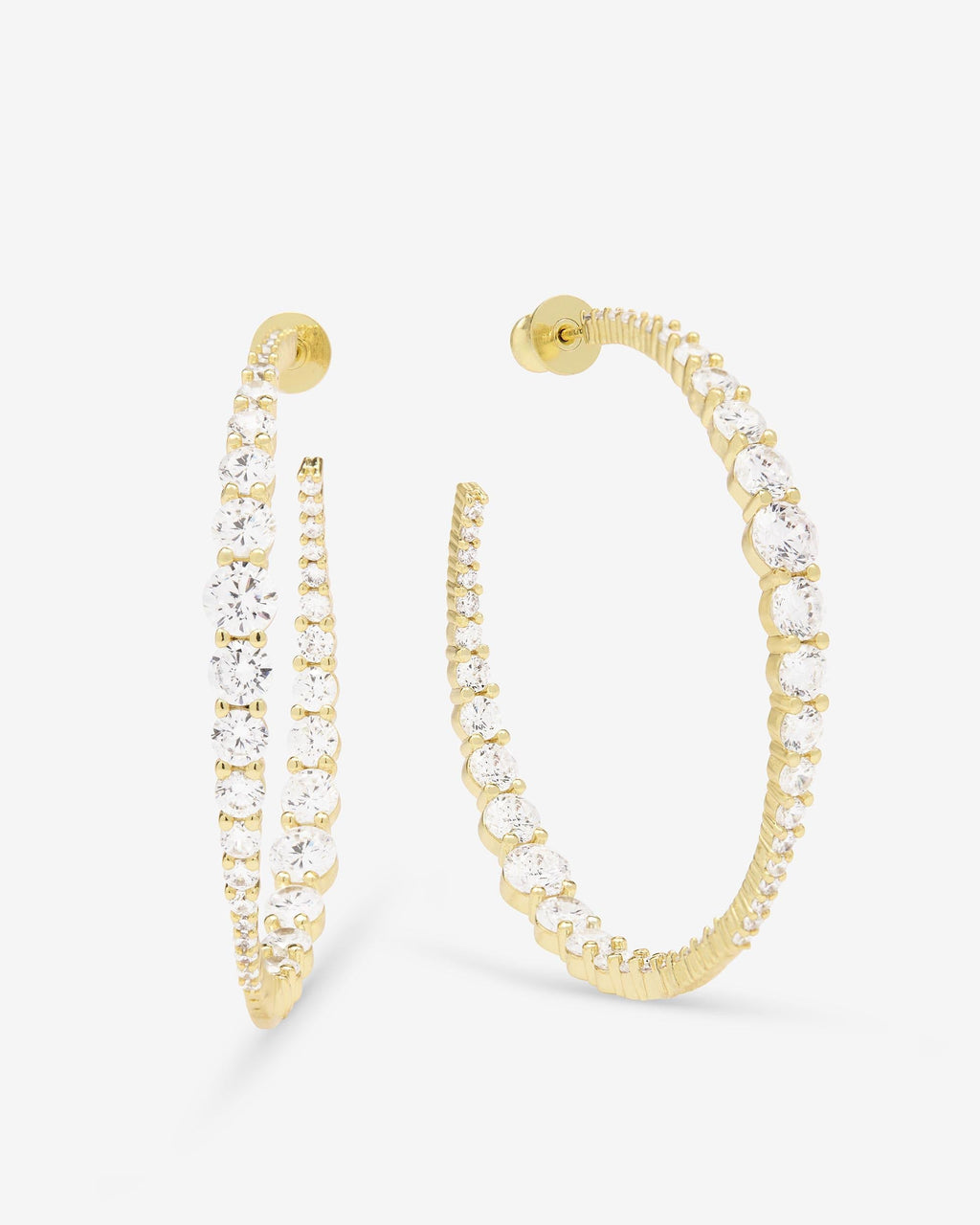 "Oh She Fancy" Graduated Hoops 2" - Gold|White Diamondettes