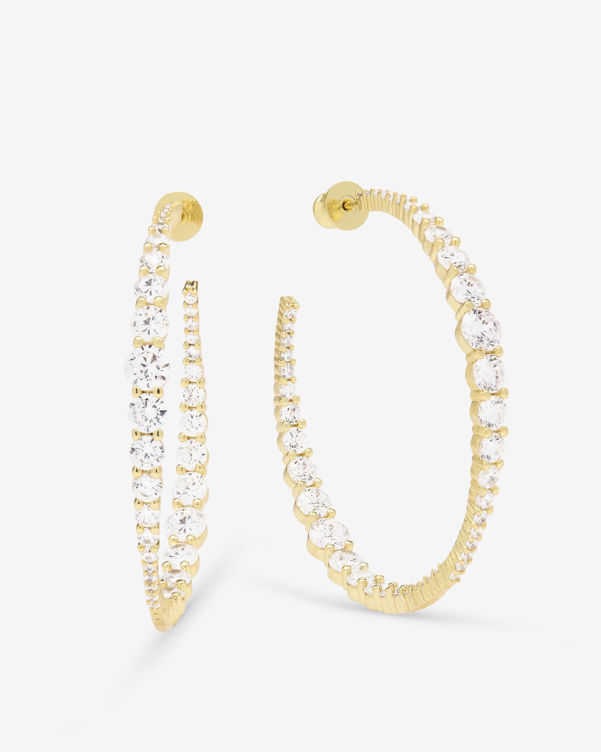 "Oh She Fancy" Graduated Hoops 2" - Gold|White Diamondettes