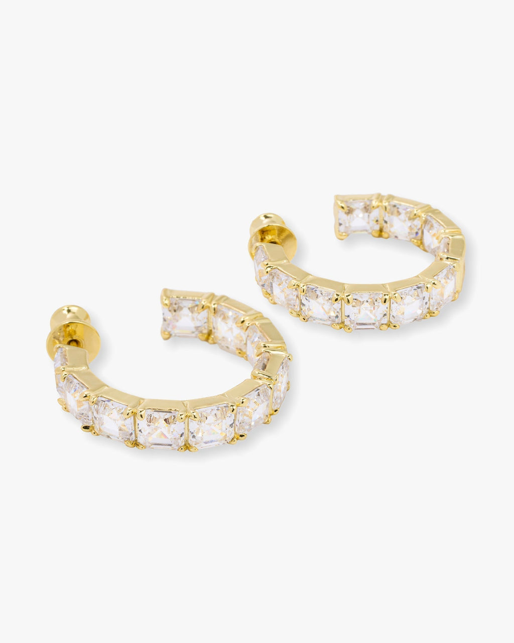 The Queen's Hoops 1" - Gold|White Diamondettes