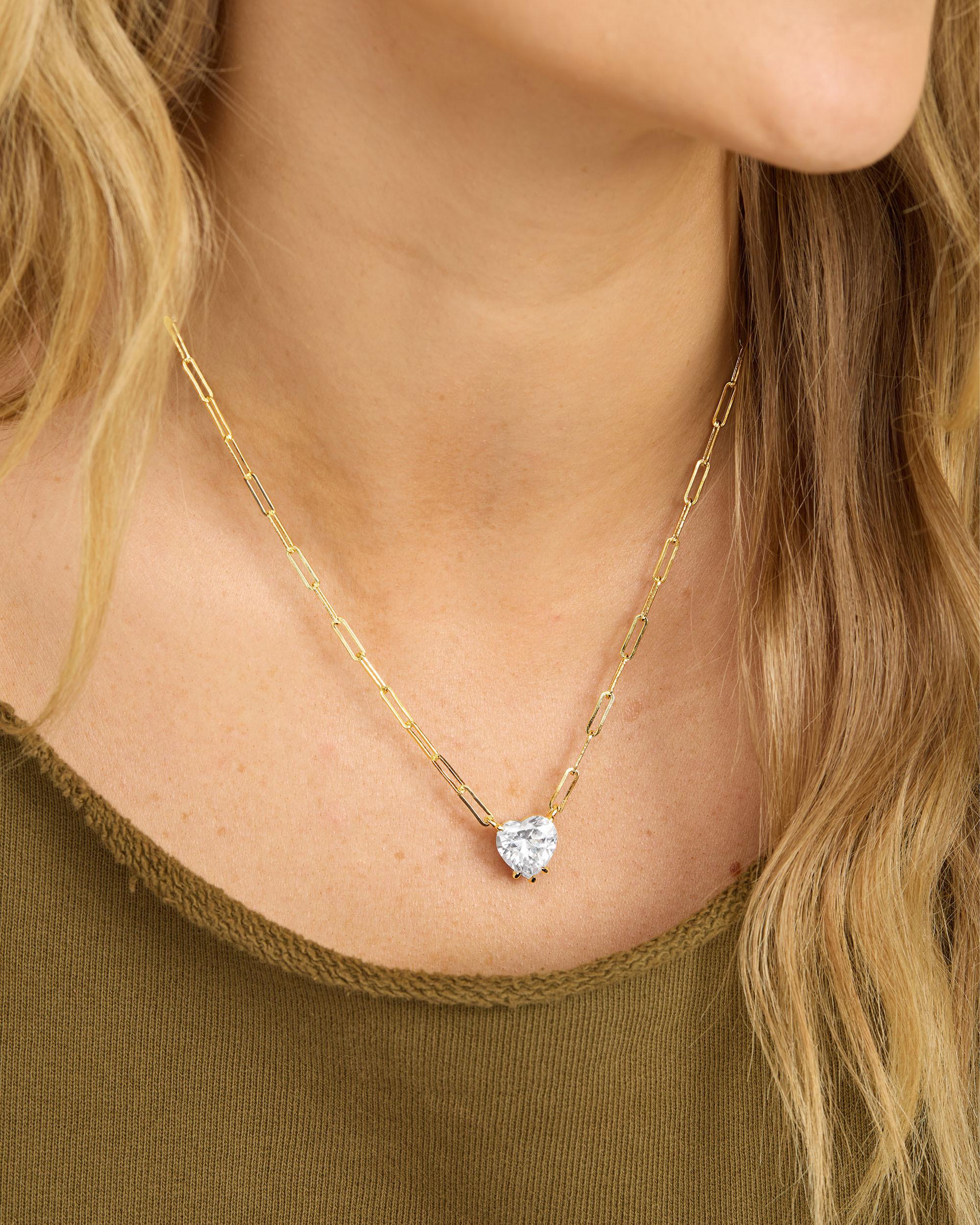 Samantha Loves You More Necklace - Gold|White Diamondettes