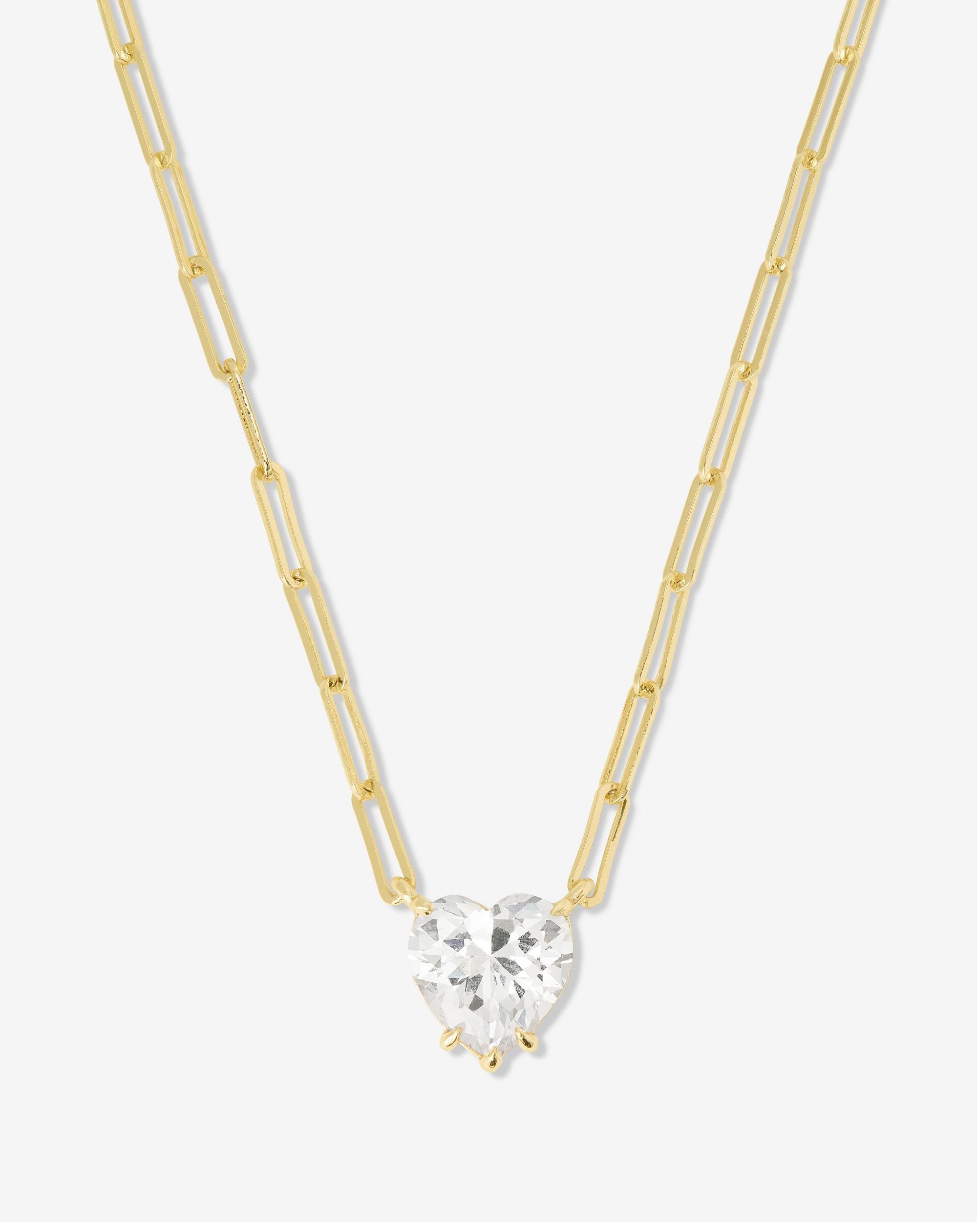 Samantha Loves You More Necklace - Gold|White Diamondettes