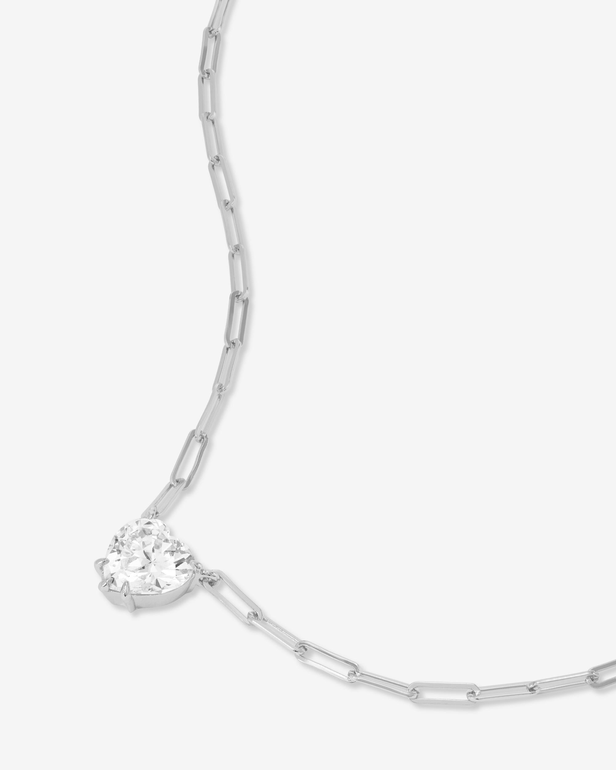 Samantha Loves You More Necklace - Silver|White Diamondettes