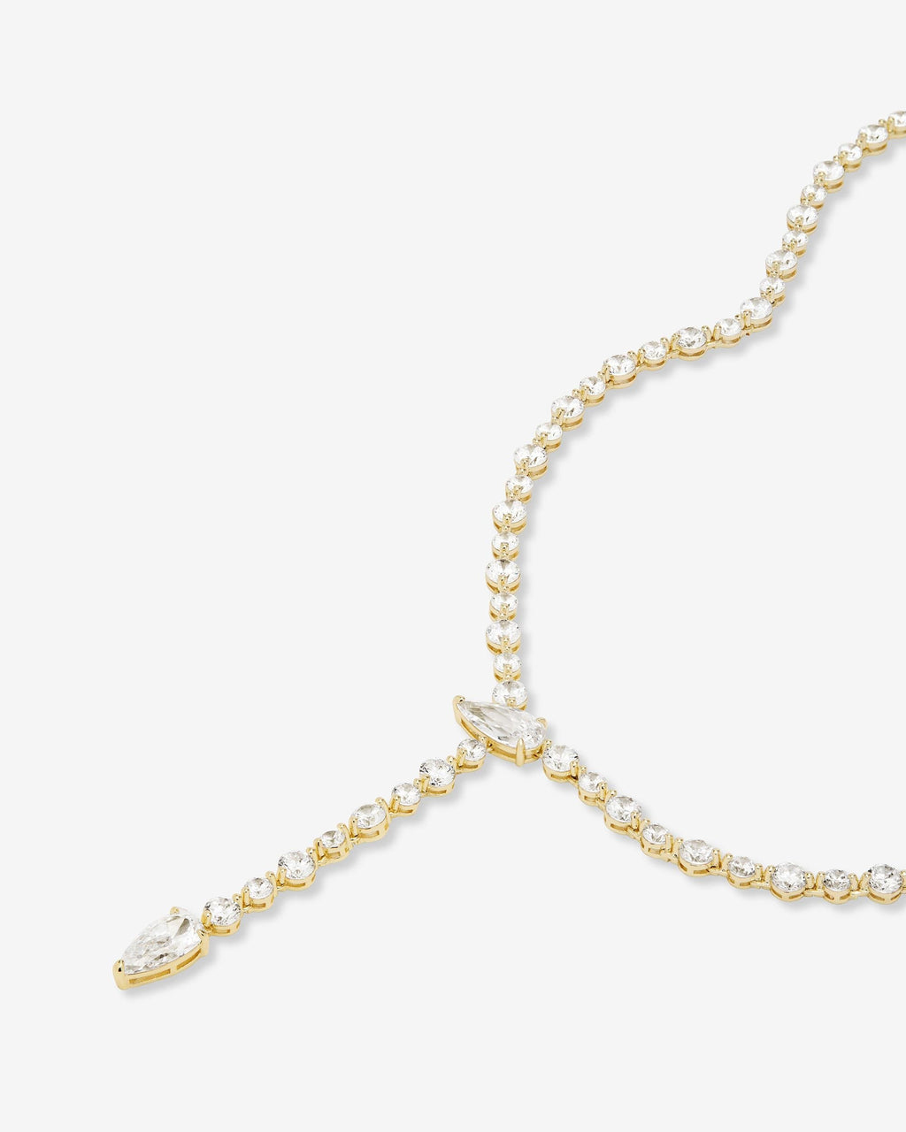 She's Arrived Lariat Tennis Necklace 18" - Gold|White Diamondettes