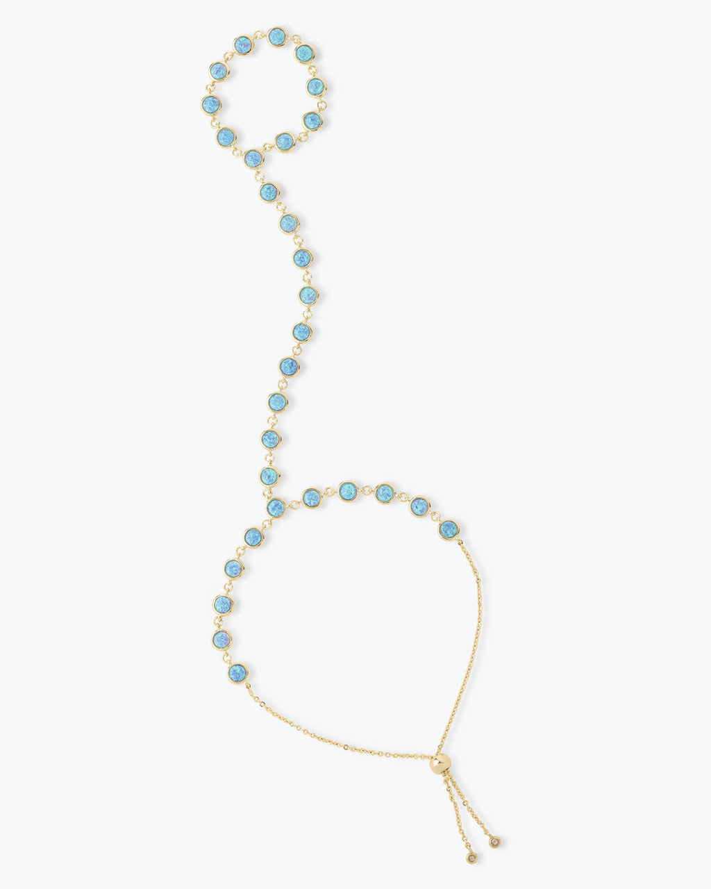 "She's So Fire" Hand Chain - Gold|Blue Opal