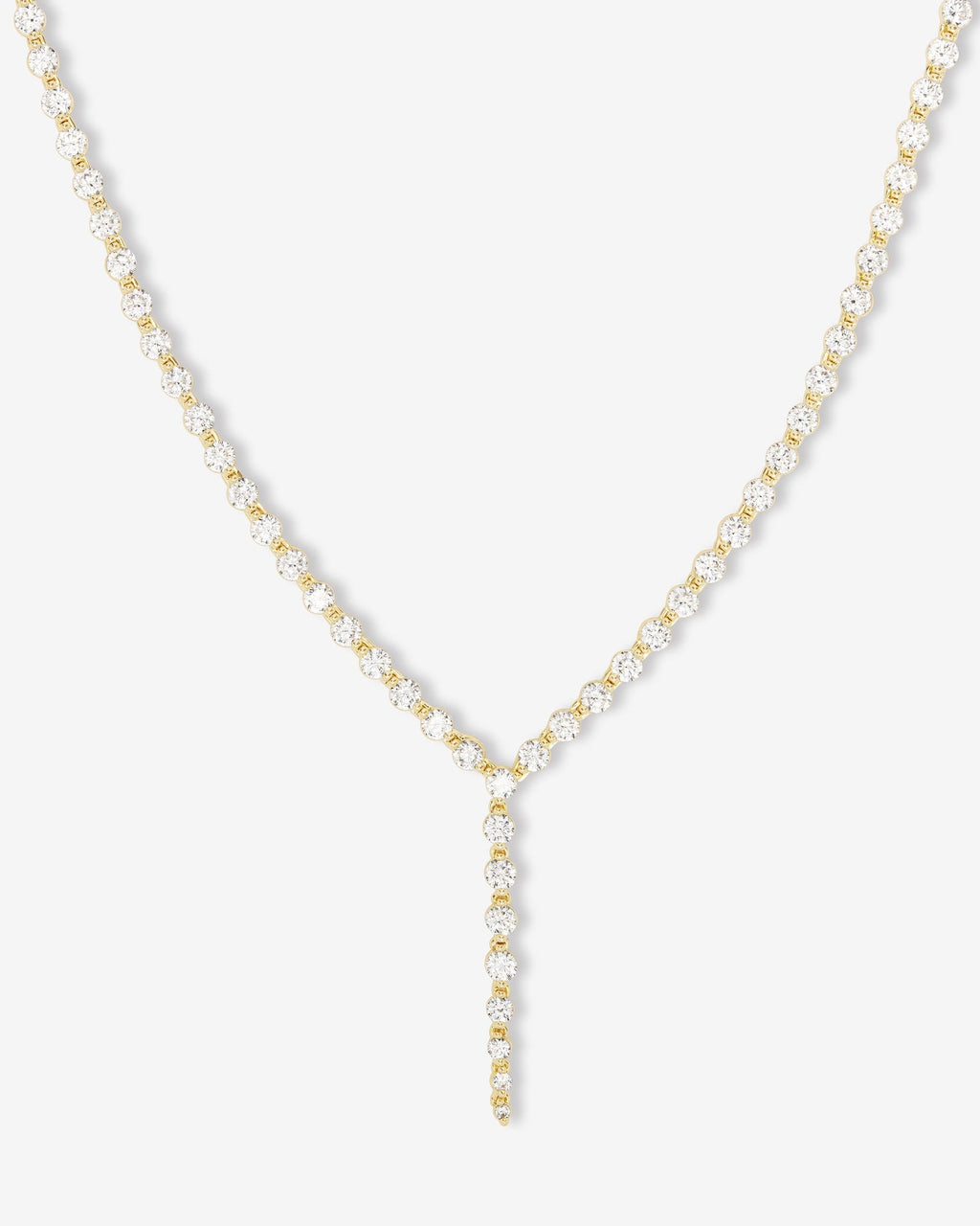 She's an Icon Lariat Tennis Necklace 18" - Gold|White Diamondettes