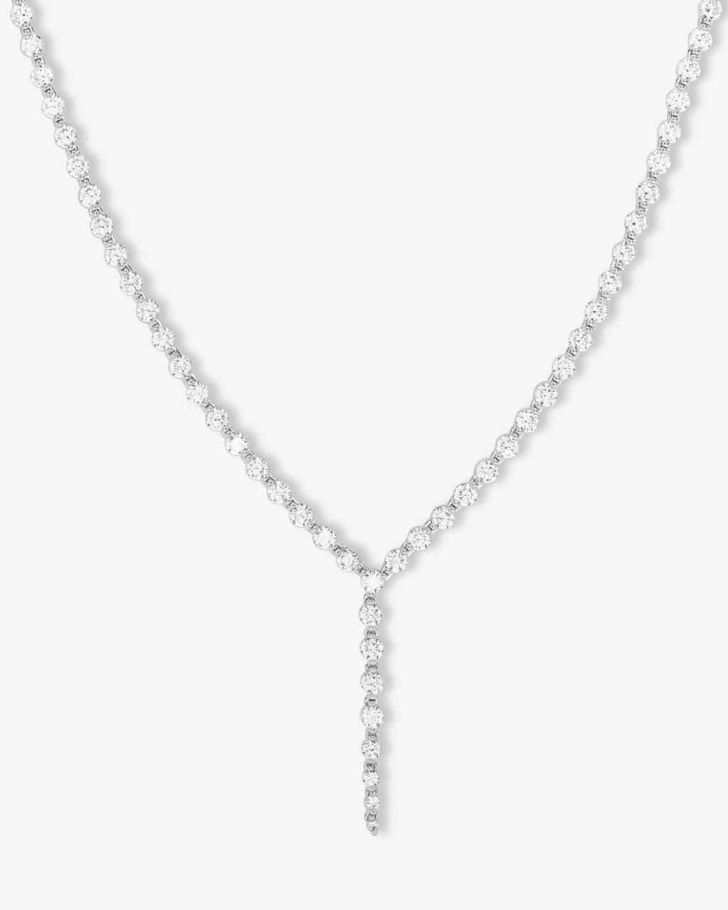 She's an Icon Lariat Tennis Necklace 18" - Silver|White Diamondettes