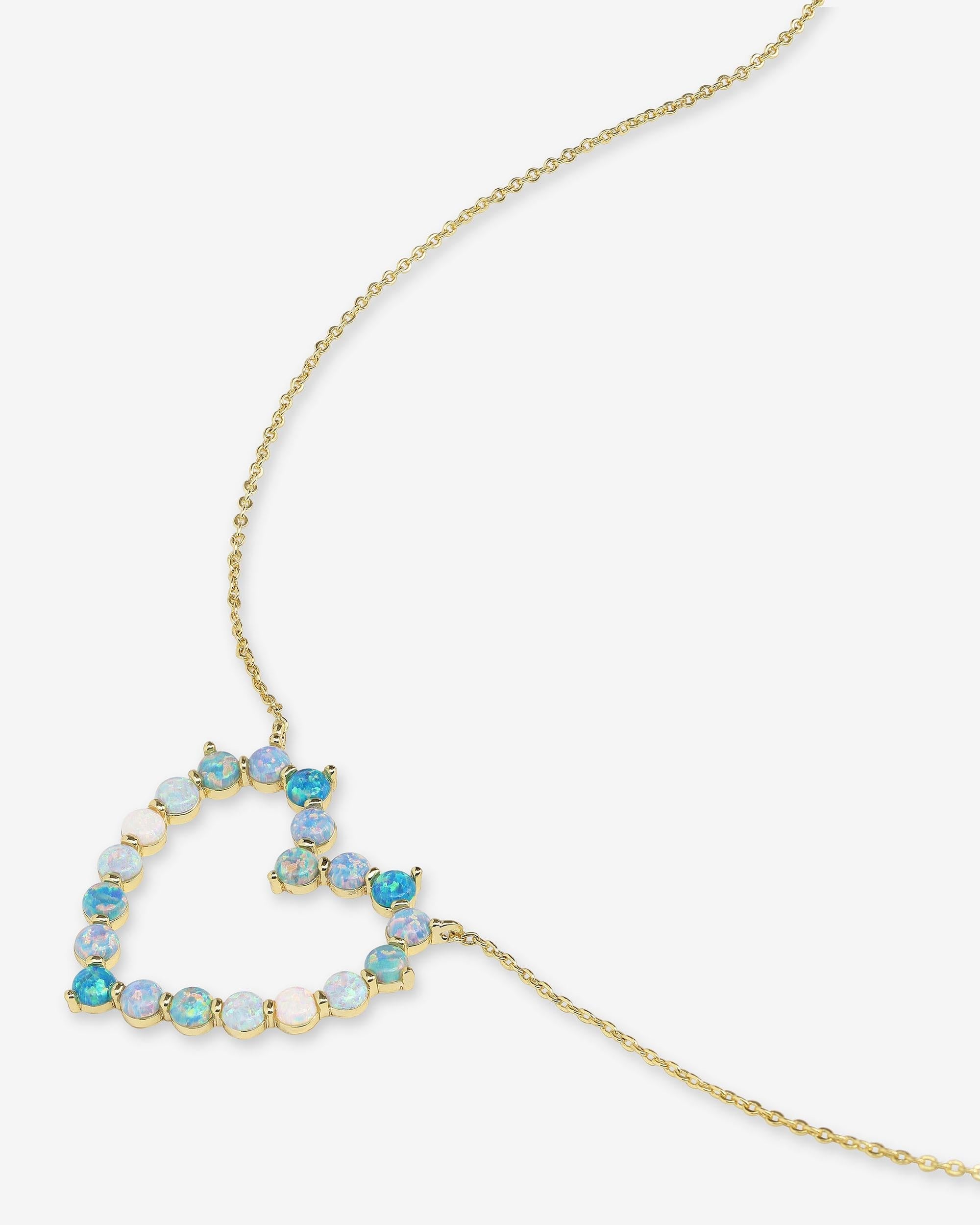 She's an Icon Ombré Heart Necklace - Gold|Blue Opal Ombré