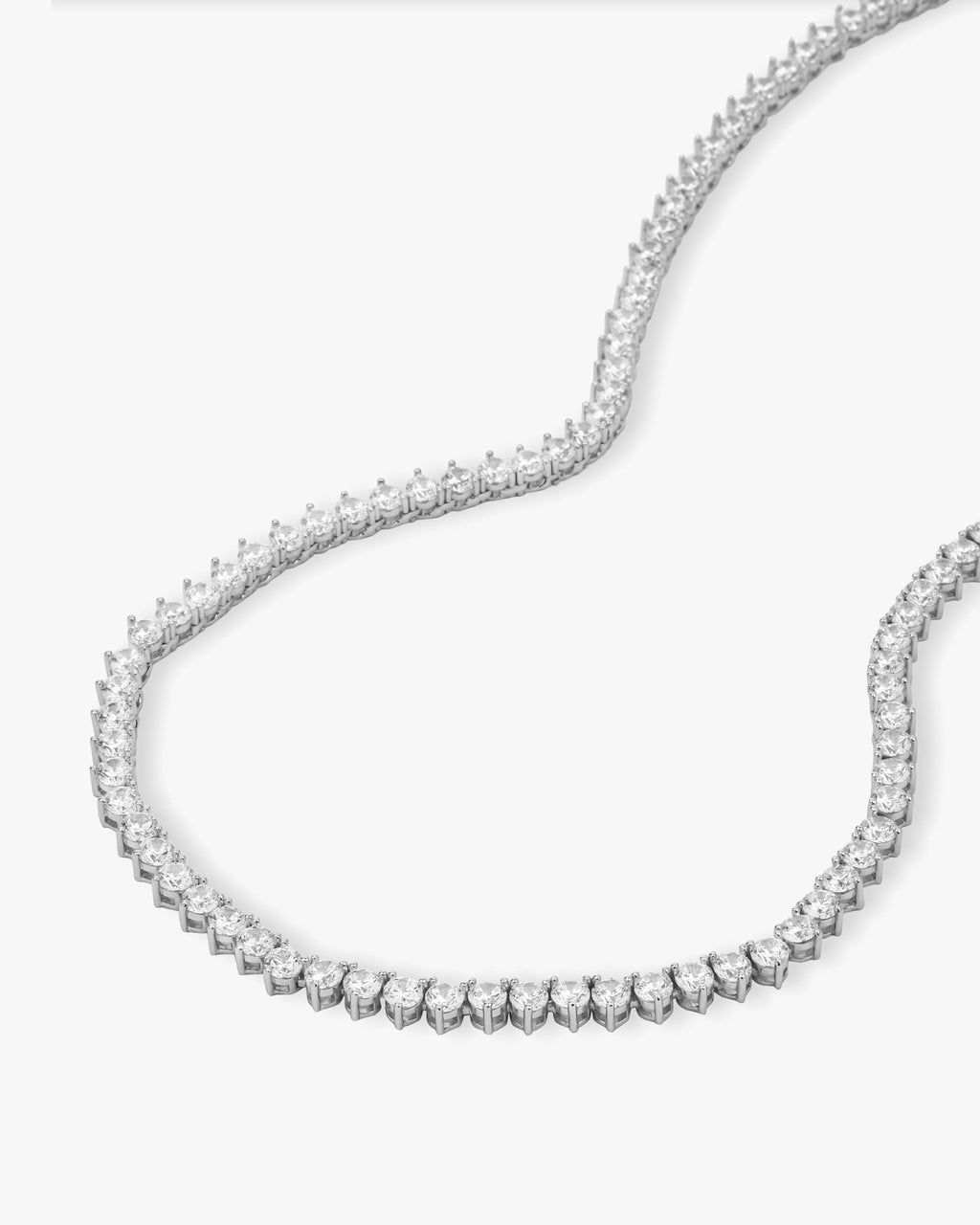 Mama Not Your Basic Tennis Necklace 16" - Silver|White Diamondettes