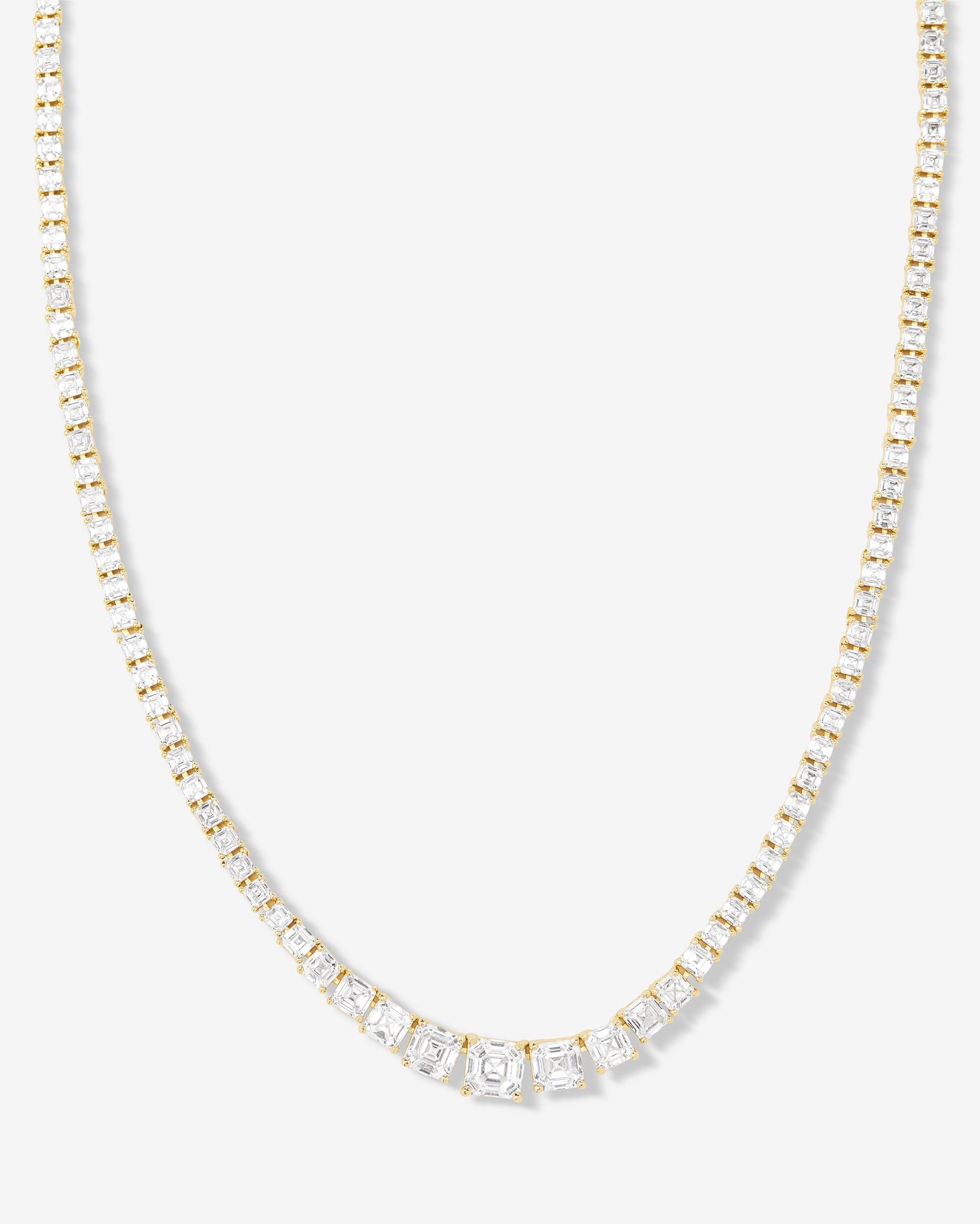 The Queen's Graduated Tennis Necklace 16" - Gold|White Diamondettes