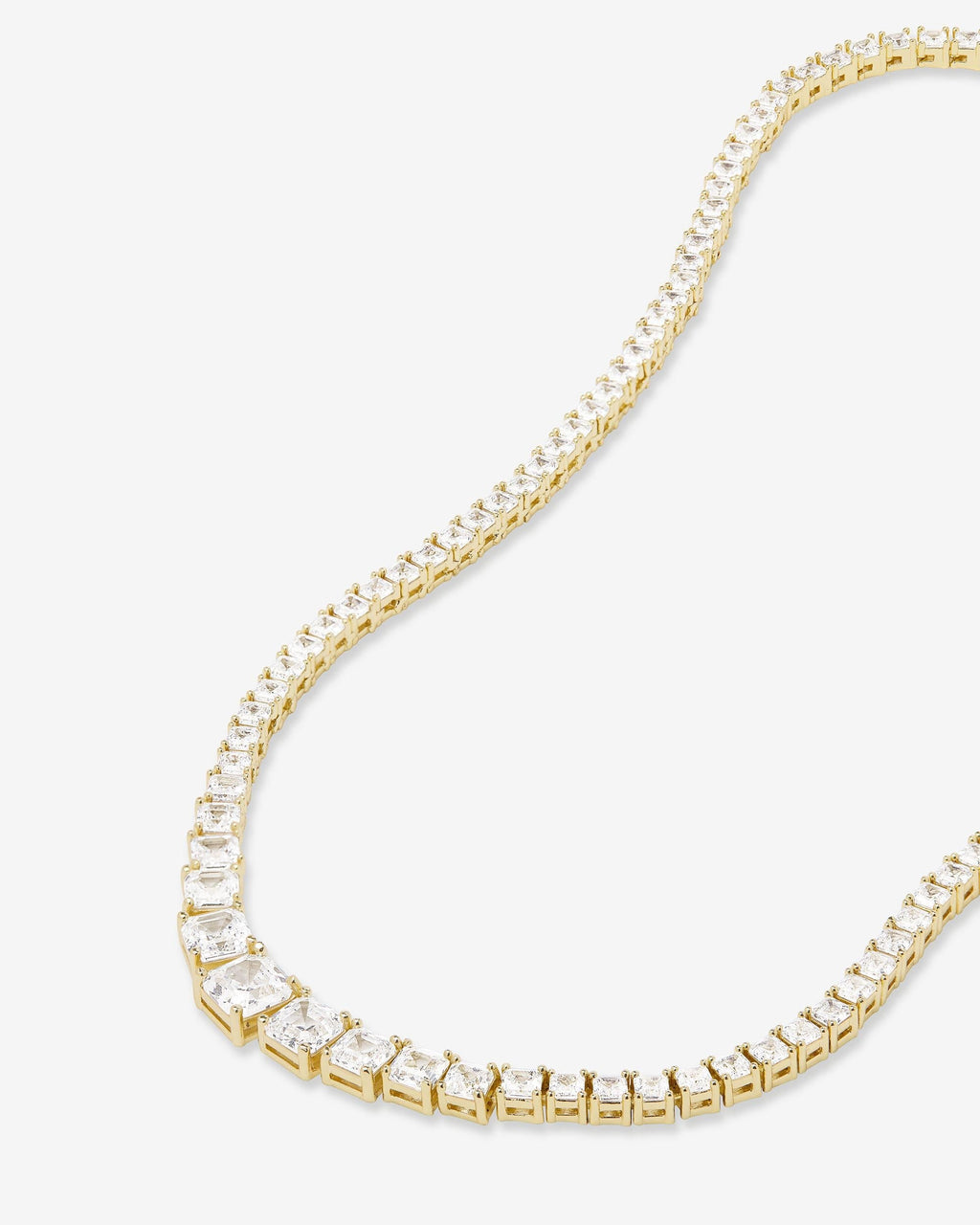 The Queen's Graduated Tennis Necklace 18" - Gold|White Diamondettes