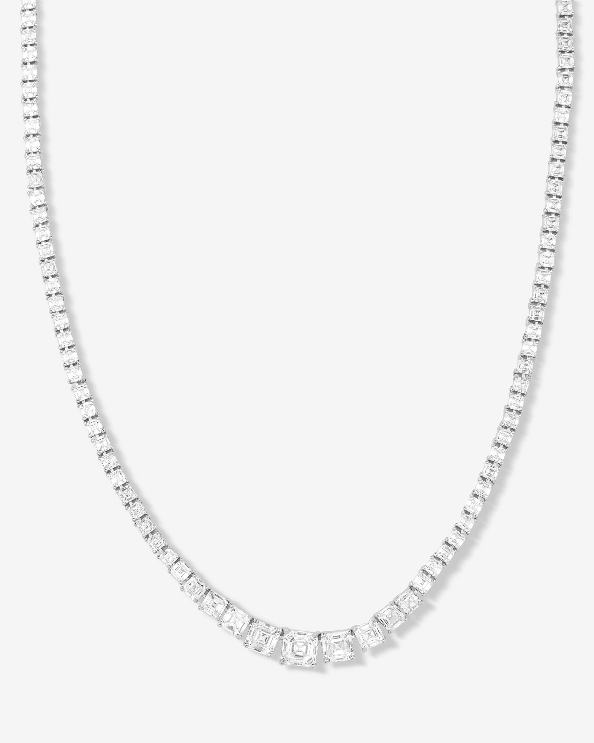 The Queen's Graduated Tennis Necklace 18" - Silver|White Diamondettes