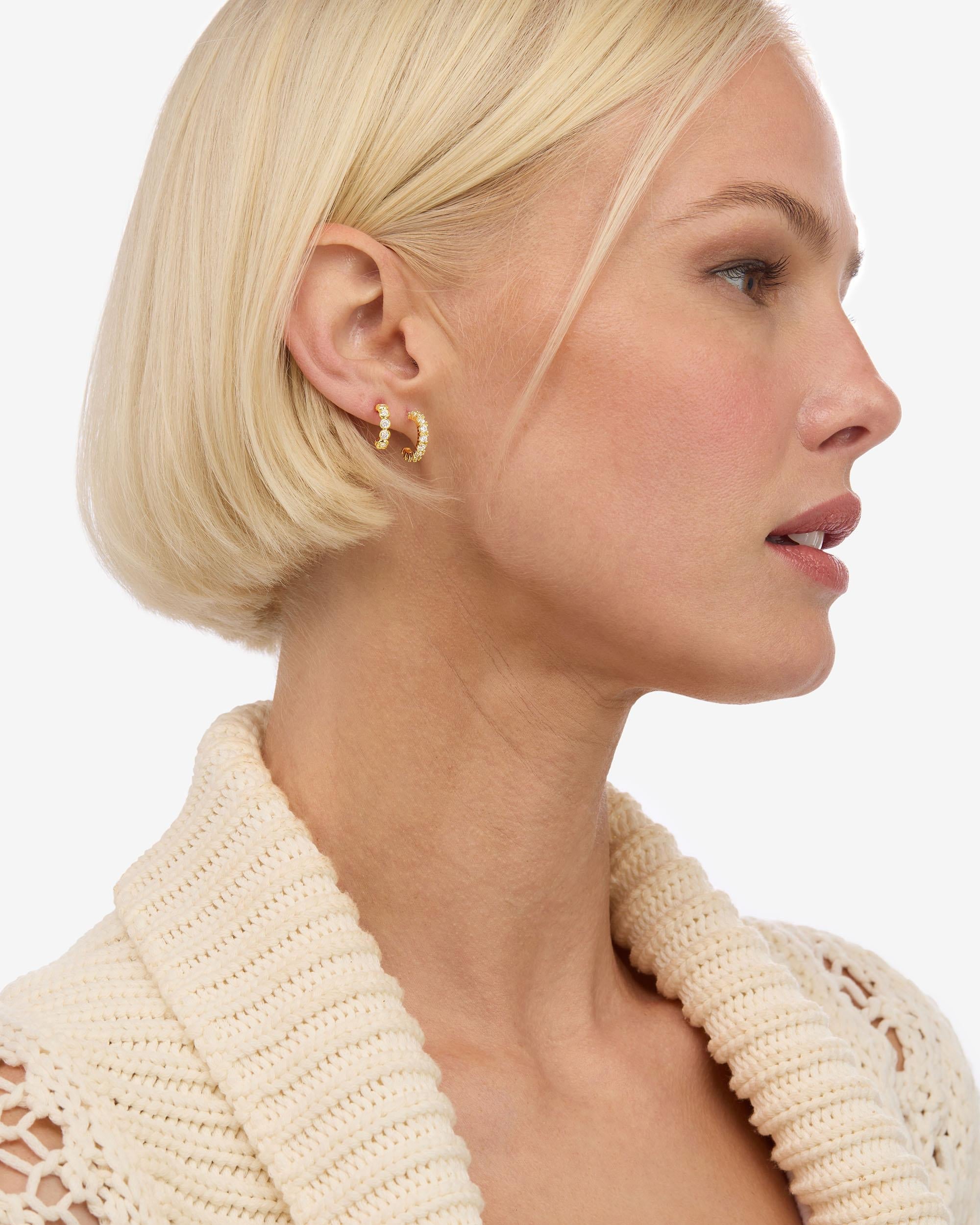 "They're So Cute" Huggie Set - Gold|White Diamondettes