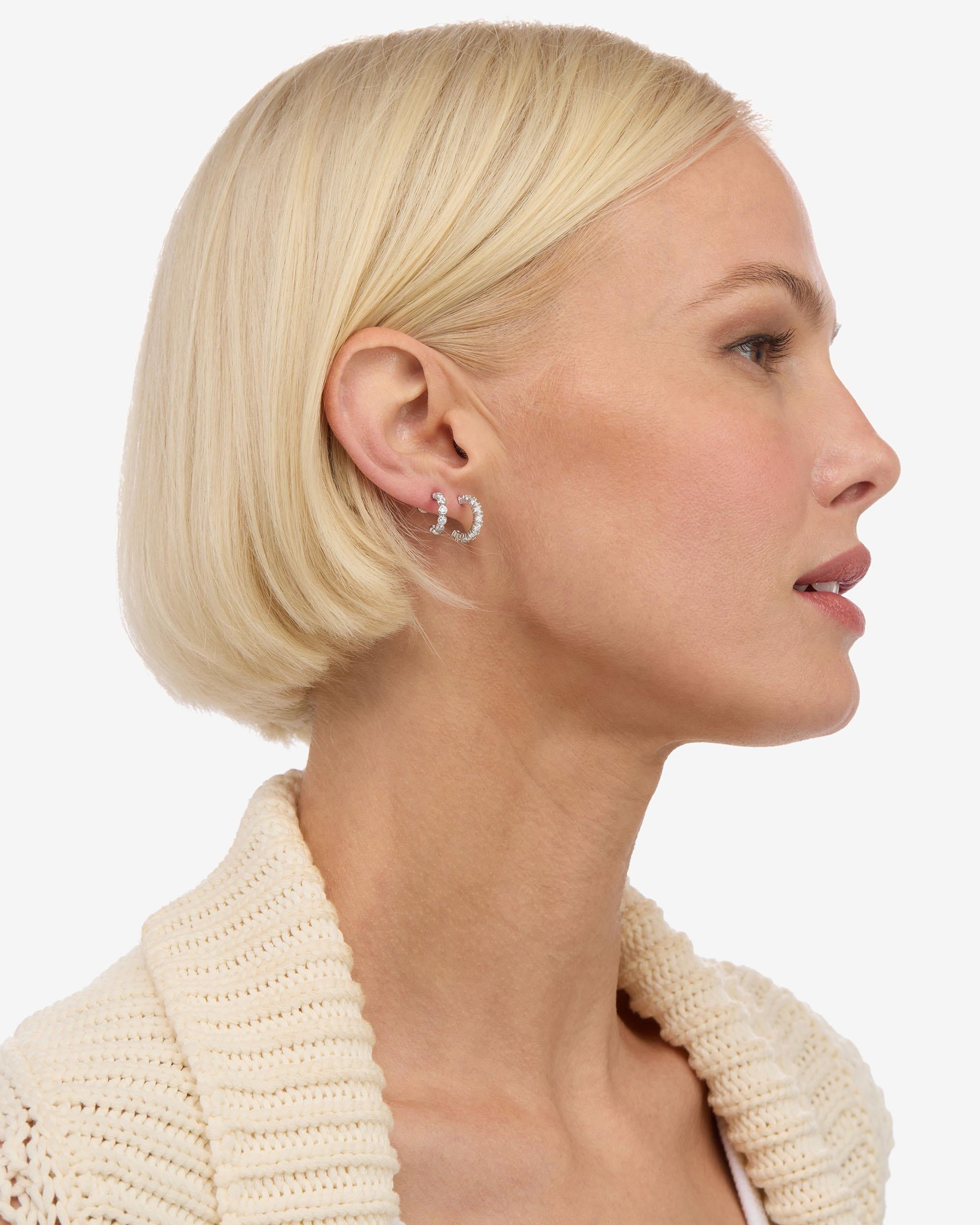 "They're So Cute" Huggie Set - Silver|White Diamondettes