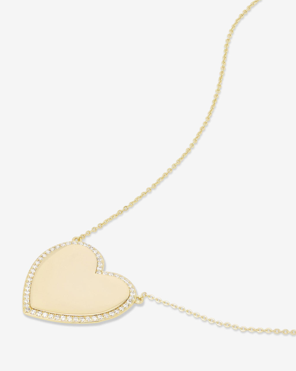 XL You Have My Heart Pavé Necklace 18" - Gold|White Diamondettes